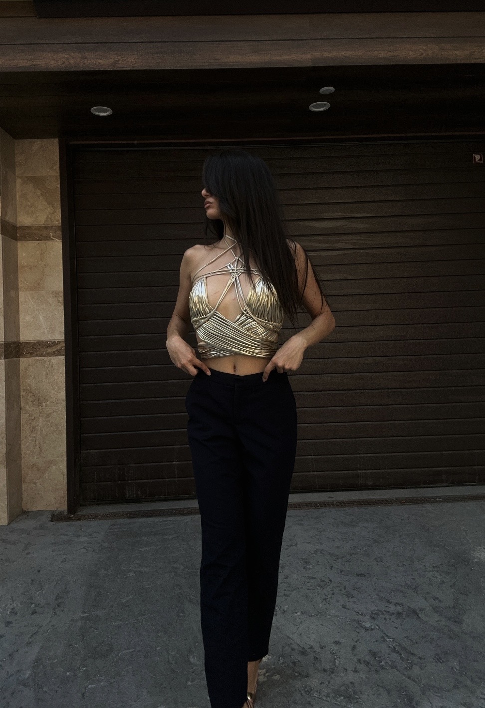 Golden Metallic Bustier Top "NOX"